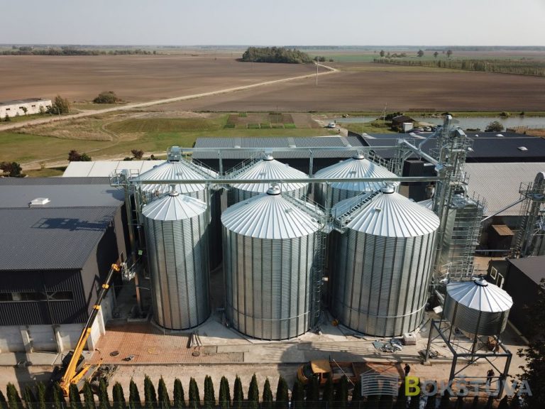 Panevėžio r., Porcijinė džiovykla 12,6t/val., plokščiadugniai bokštai 1x143 t, 5x828 t, 1x44 t, 1...